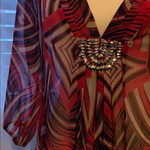 🌹NWT! Express Red Sheer Blouse - Picture 6 of 16